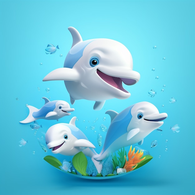 3d  rendering of cartoon like dolphin