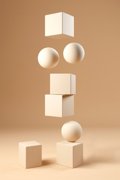 3d rendering of geometric shapes sculpture