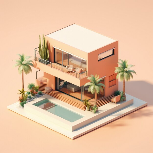 3d rendering of isometric house