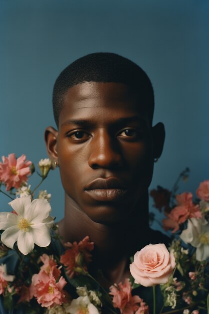 Ai generated of man bloom portrait