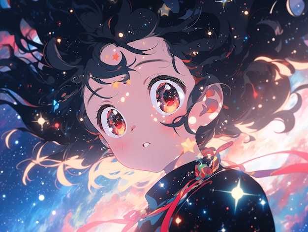Anime-stil karakter i verdensrommet