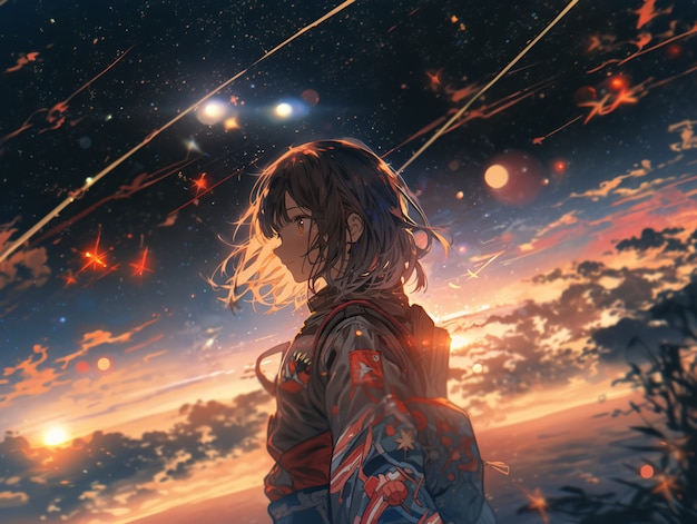 anime style  character  in space