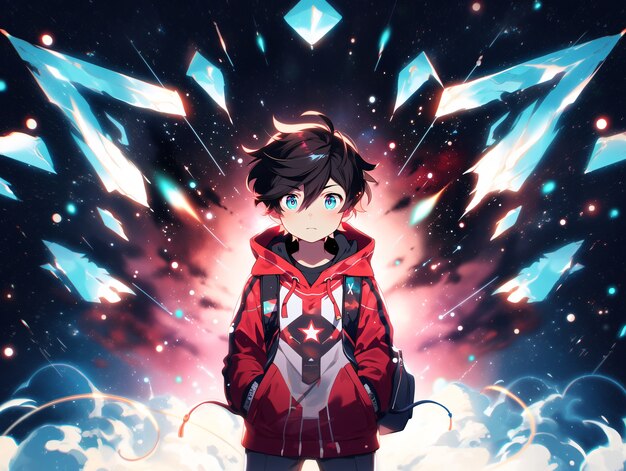 anime style  character  in space