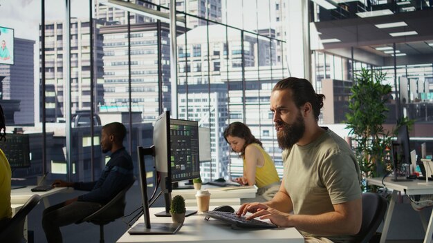 Annoyed worker at work raging after losing all progress due to computer crash