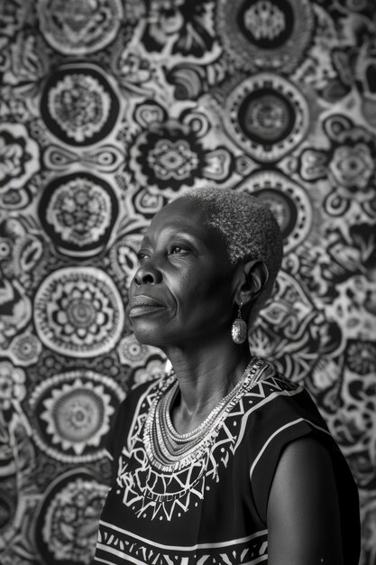 Beautiful african woman monochrome portrait