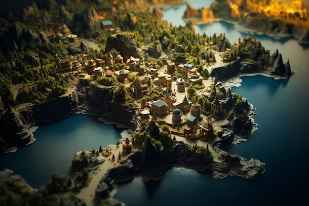 Beautiful medieval fantasy landscape with city