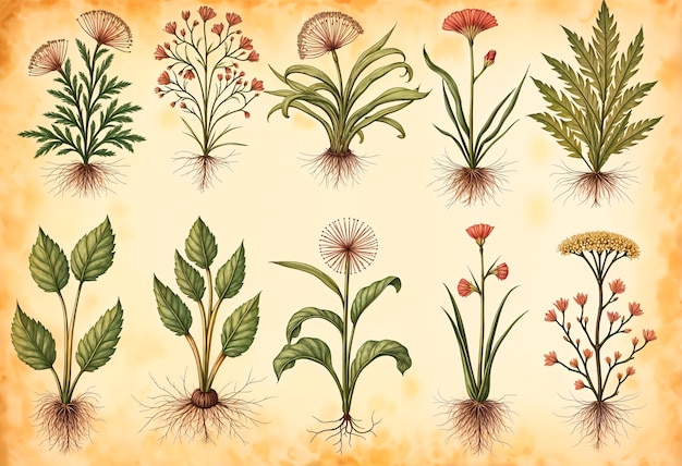 Botaniske urter på papir