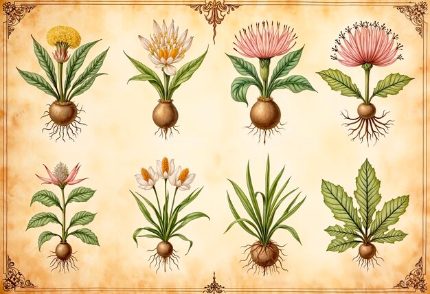 Botaniske urter på papir