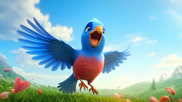 cartoony bird in nature