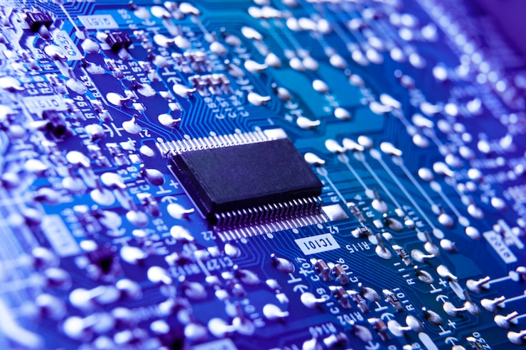 Gratis Foto circuit board close-up with different components