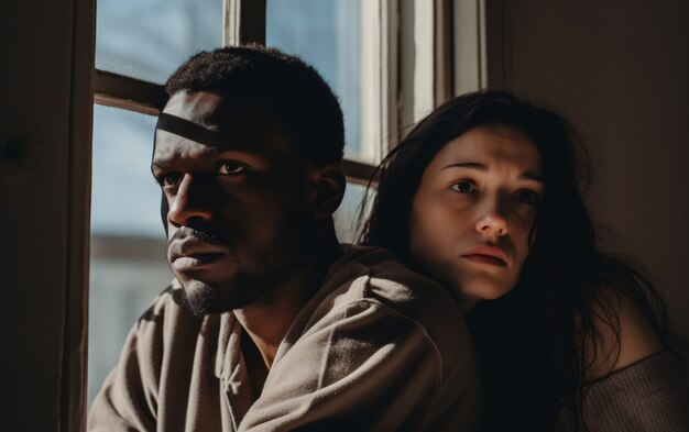 close up on sad couple together