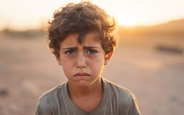 close up on sad kid