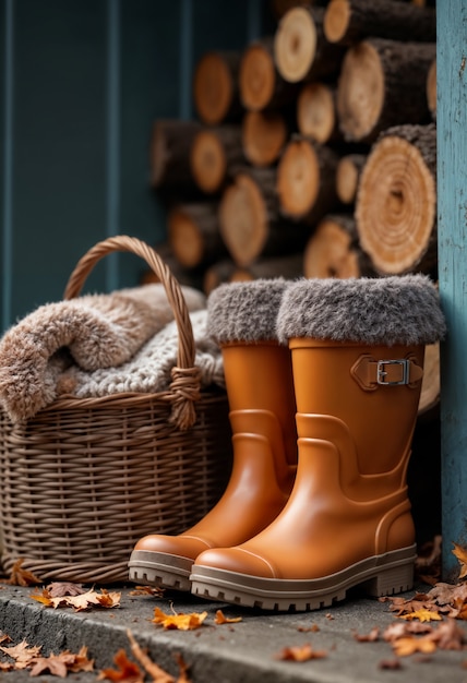 Cozy autumn boot pair