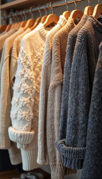 Cozy autumn sweater in wardrobe