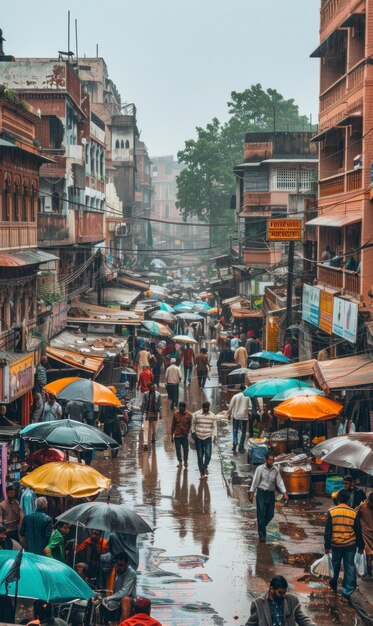 Crowded scene  indian city
