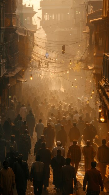 Crowded scene  indian city
