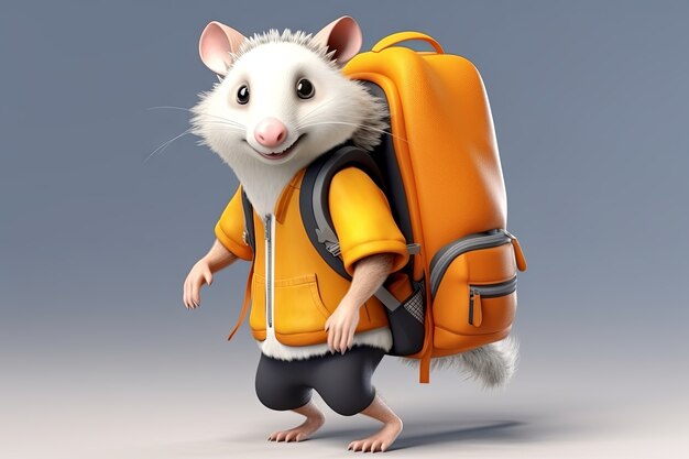 cute possum with cute outfit in studio