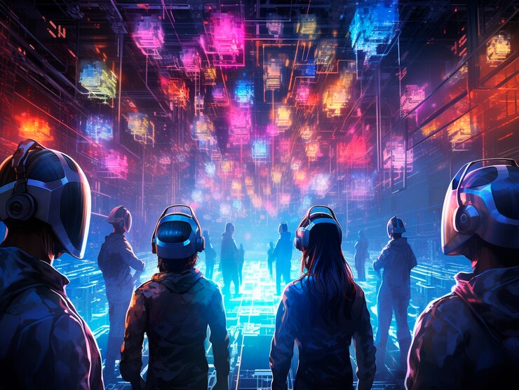 Gratis Foto cyberpunk illustration with neon colors and futuristic technology