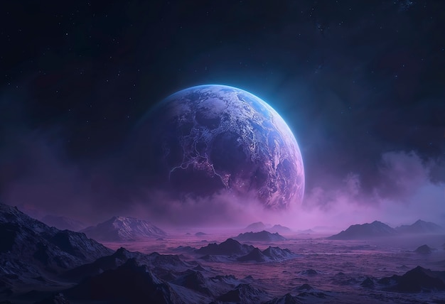 dark planet in space landscape