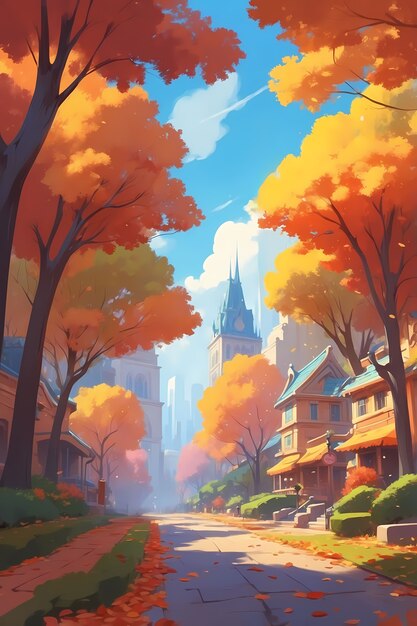 digital art style fall season illustration
