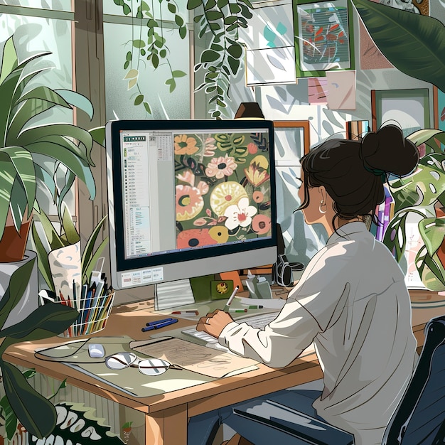 digital art style illustration of graphic designer