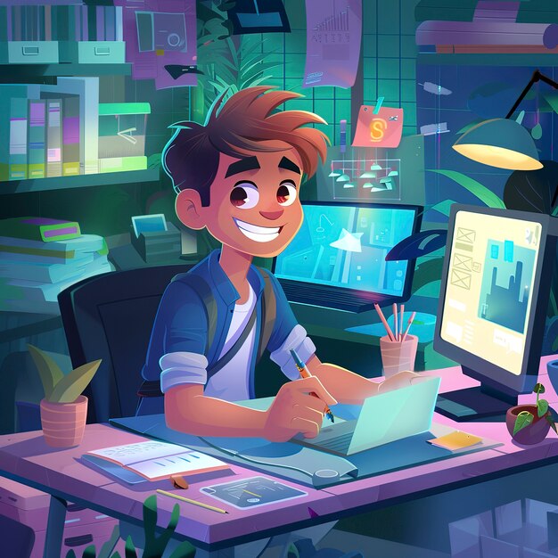 digital art style illustration of graphic designer