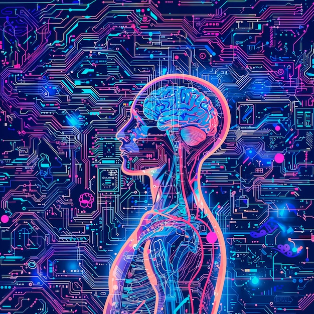 Digital kunst av AI-teknologibakgrunn