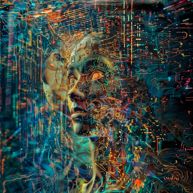 Digital kunst av AI-teknologibakgrunn