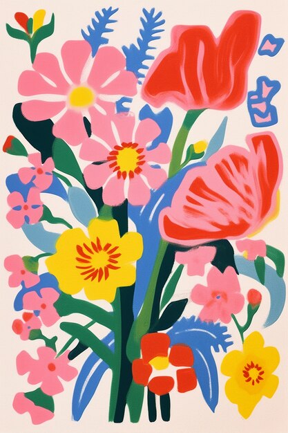 Digital kunst av organisk blomstermønster
