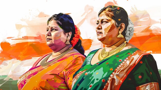 Digital kunst som skildrer Indias uavhengighetsdag