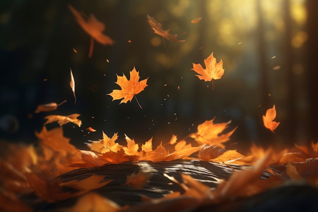 dry autumn leaves in nature