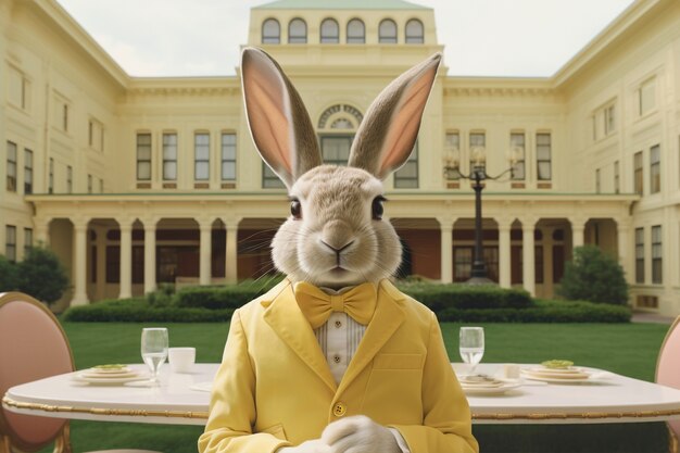 easter bunny wearing costume on a fantasy world