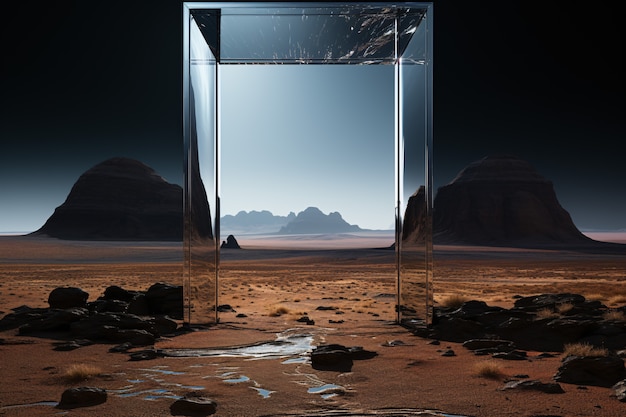 fantasy style entryway or door with desert landscape