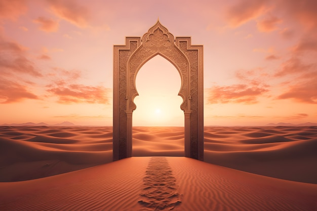 fantasy style gateway or portal with desert landscape