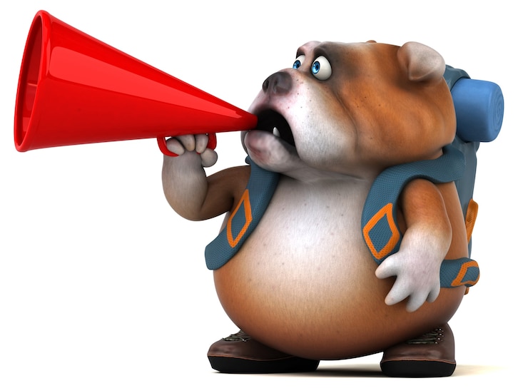 Gratis Foto fun backpacker bulldog cartoon character