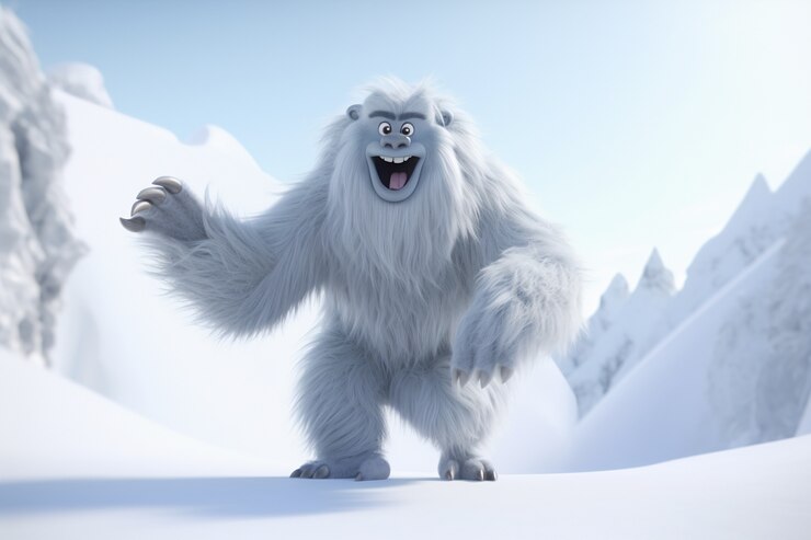 Gratis Foto furry yeti character creature in winter landscape