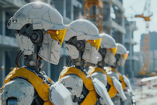 Futuristisk scene med høyteknologisk robot brukt i byggeindustrien