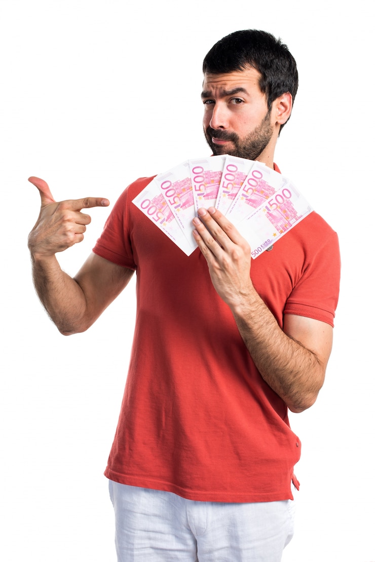 Gratis Foto handsome man taking a lot of money