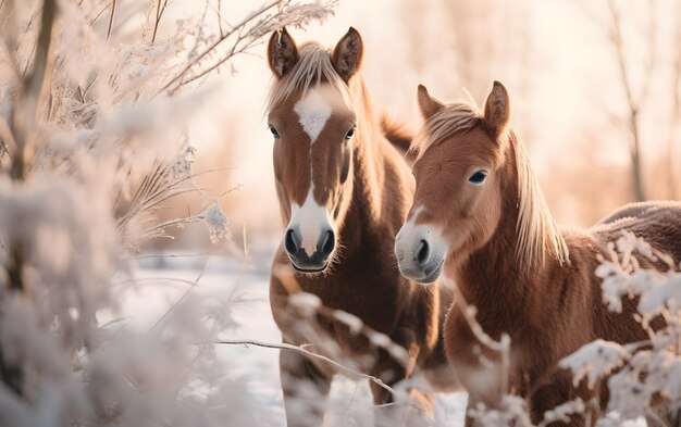 Hest som tar vare på føll