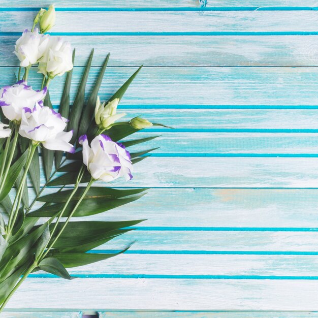 Hvite blomsterkant over bakteppet av gult og oransje papir