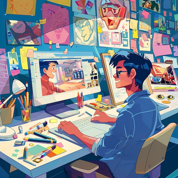 Illustrasjon i digital kunststil av grafisk designer