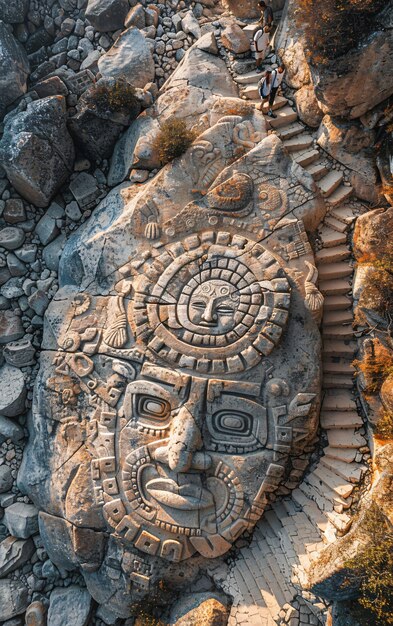 inca and mayan design sculpted in stones