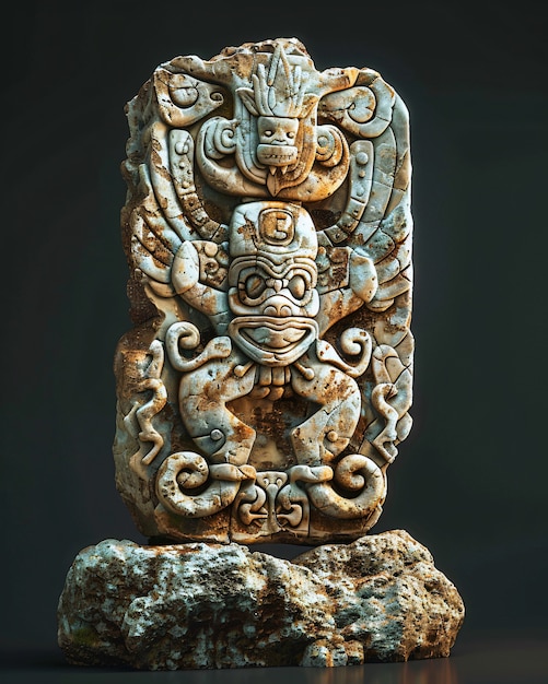 Inka- og mayadesign skulpturert i steiner