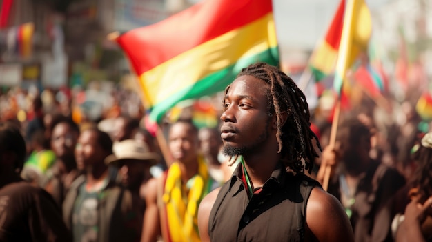 Mann med dreadlocks som representerer rastafaribevegelsen