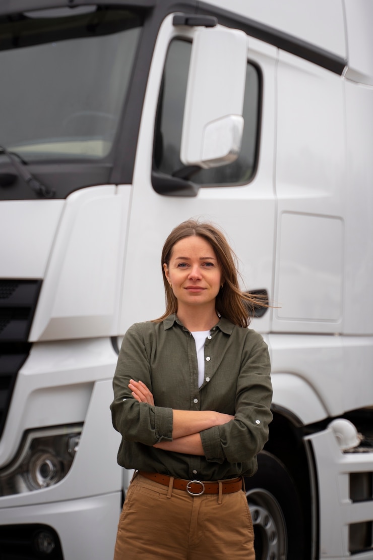 Gratis Foto medium shot professional female driver outdoors