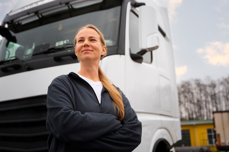 Gratis Foto medium shot professional female driver outdoors