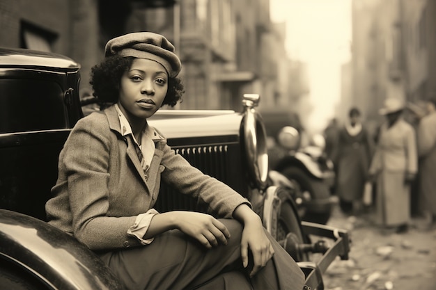 medium shot woman posing vintage portrait