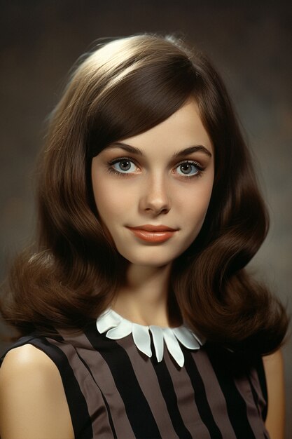 medium shot young woman posing vintage portrait