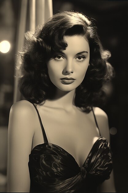 medium shot young woman posing vintage portrait