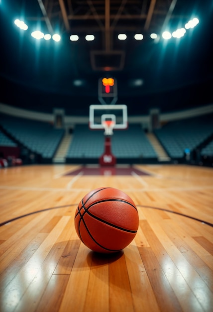 Nærbilde av sportsmiljø med basketball